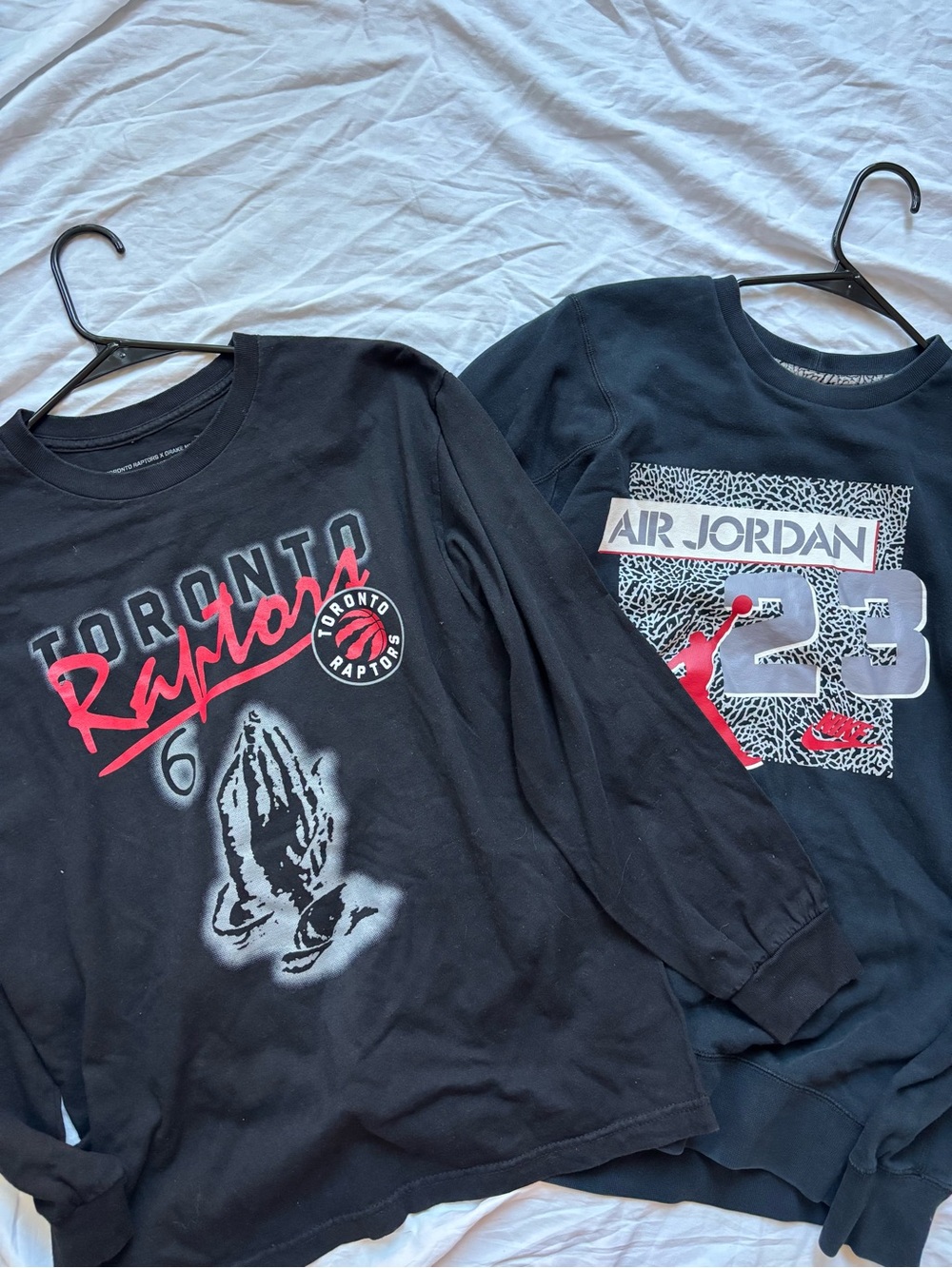 Jordan Black Long Sleeve Tee with Red & White Graphics